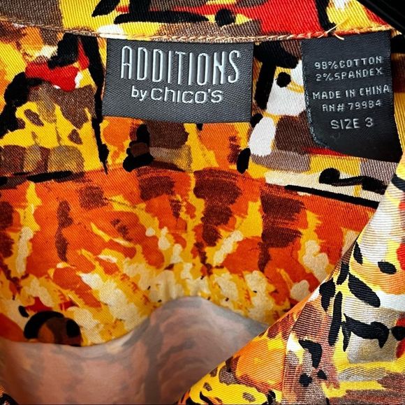 Additions By Chico's Button Floral Jacket Orange Fuchsia Tropical Size 3 (XL). - Picture 4 of 7